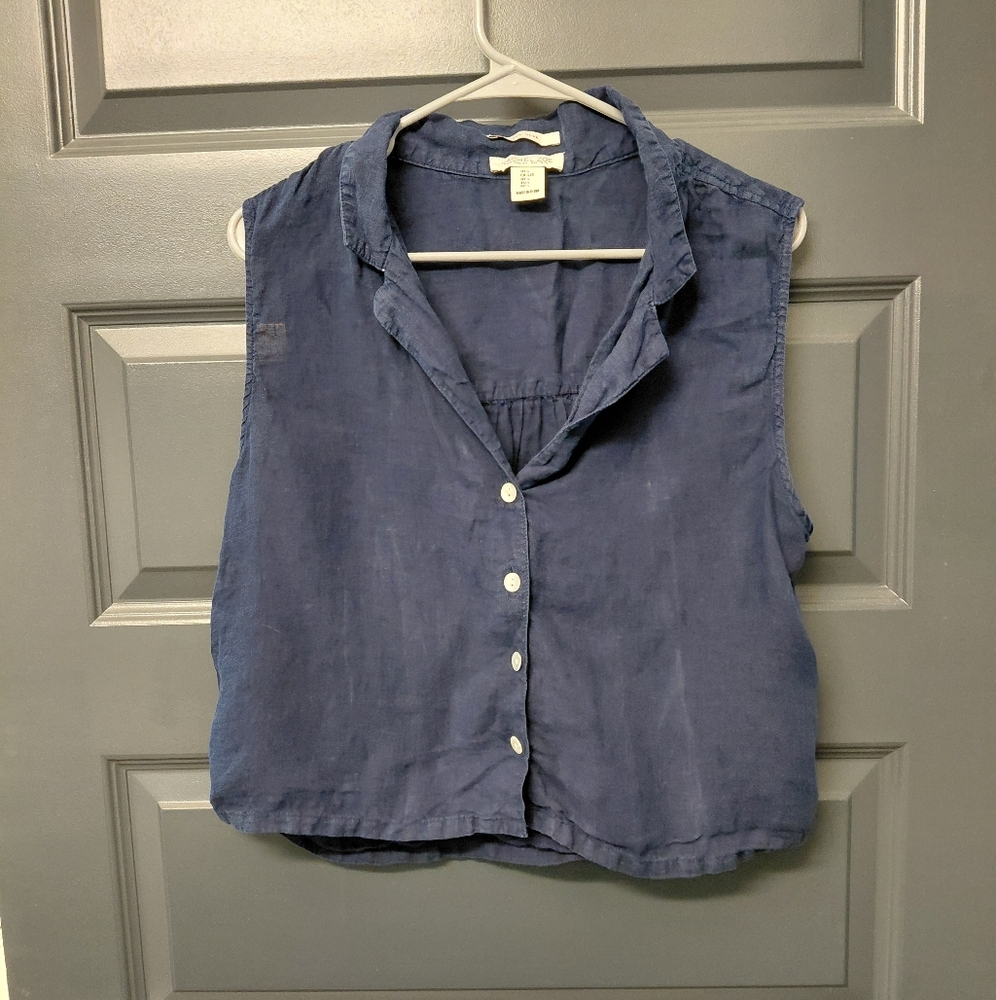 🌟Rachel Zoe Deep Blue Linen Blouse